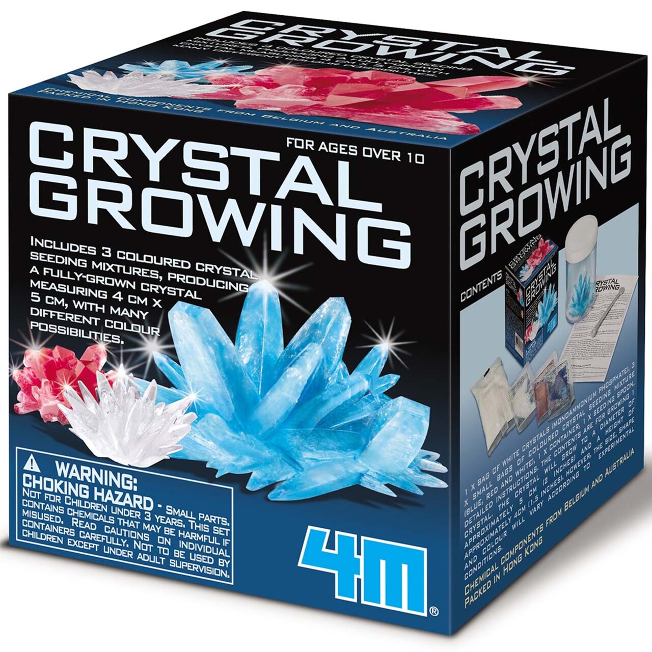 4M: Crystal Growing - Create 3 Colored Crystals, DIY STEM Craft Experiment Kit, Mix Compounds & Observe Growth, Geology-Chemistry-Science, Kids 10+